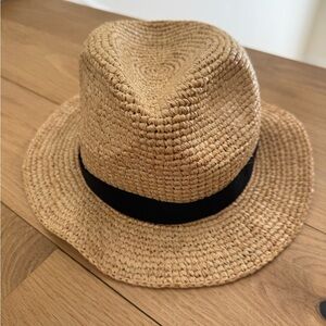 EUC J.Crew Straw Summer Beach Hat with Black Band - Size S/M